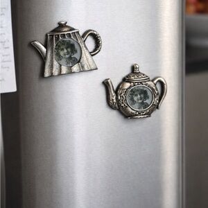 Elegant Silver Teapot Magnets